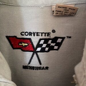 Vintage Corvette Menswear Gray Button Down Shirt Medium